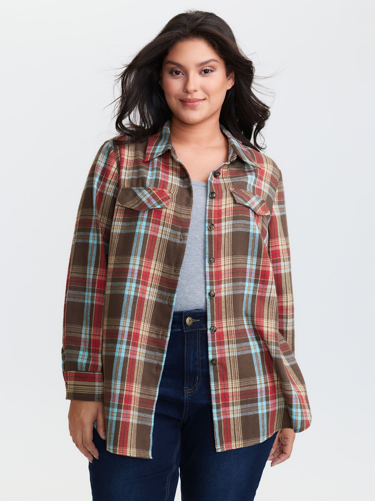 Plaid Print Button Down Shirt