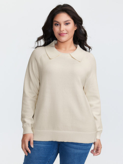 2 In 1 Shirt Collar Relaxed Fit Pullover