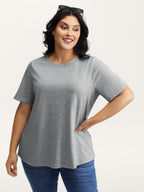 Stretchy Solid Crew Neck T-Shirt