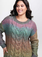 Heather Color Gradient Drop Shoulder Pullover