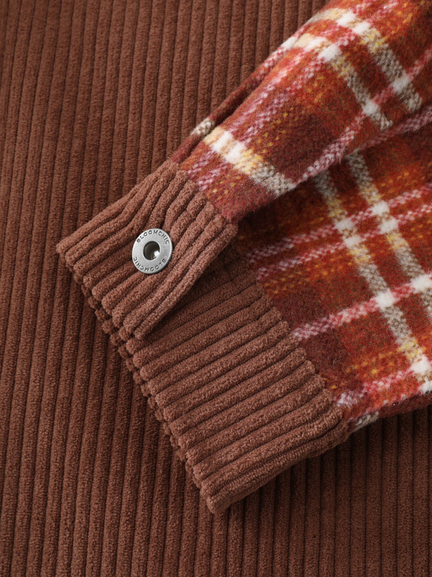 Plaid Pattern Contrast Button Coat