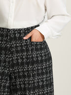 Tweed Texture Wide-Leg Pants