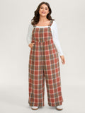 Plaid Flannel Overall Wide-Leg Jumpsuit