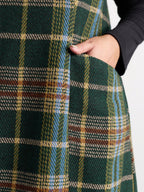 Plaid Pattern Slant Pockets Knee Dress