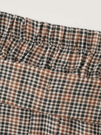 Retro Check Pattern Button Decor Midi Skirt