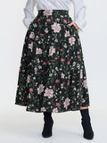 Floral Print Stretchy Waistband Maxi Skirt