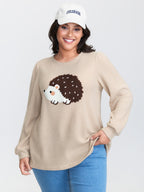 Towel Embroidered Cozy Animal Print Sweatshirt