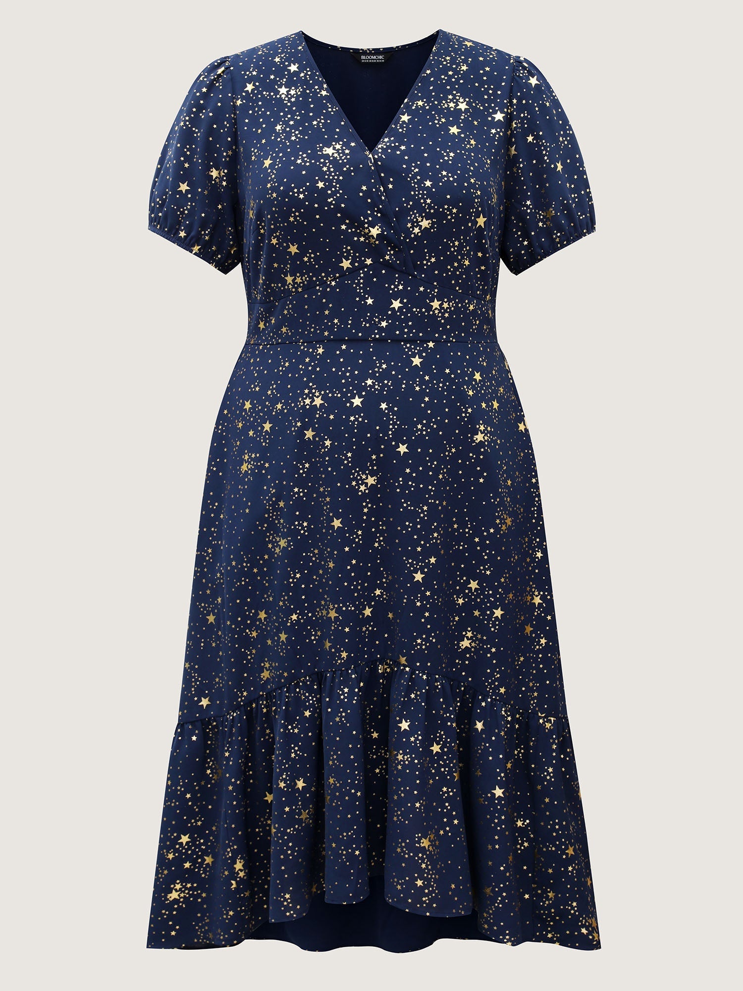 Starry Sequins Ruffled Hem Midi Dress