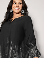 Shimmery Cut-Out Neck Blouse