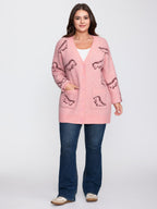 Jacquard Dinosaur Print Knit Cardigan