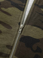 Camouflage Print Stretchy Zipper Hoodie