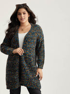 Color Textured Open Front Cardigan