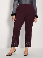 Stretchy Diamond Detail Hem Pants