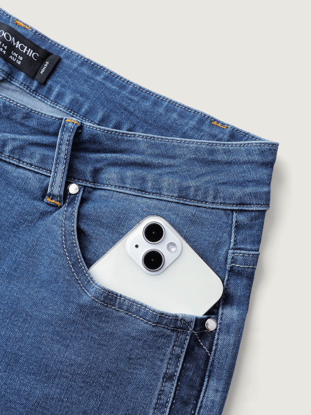 Stretchy Mid-Rise Straight-Leg Jeans