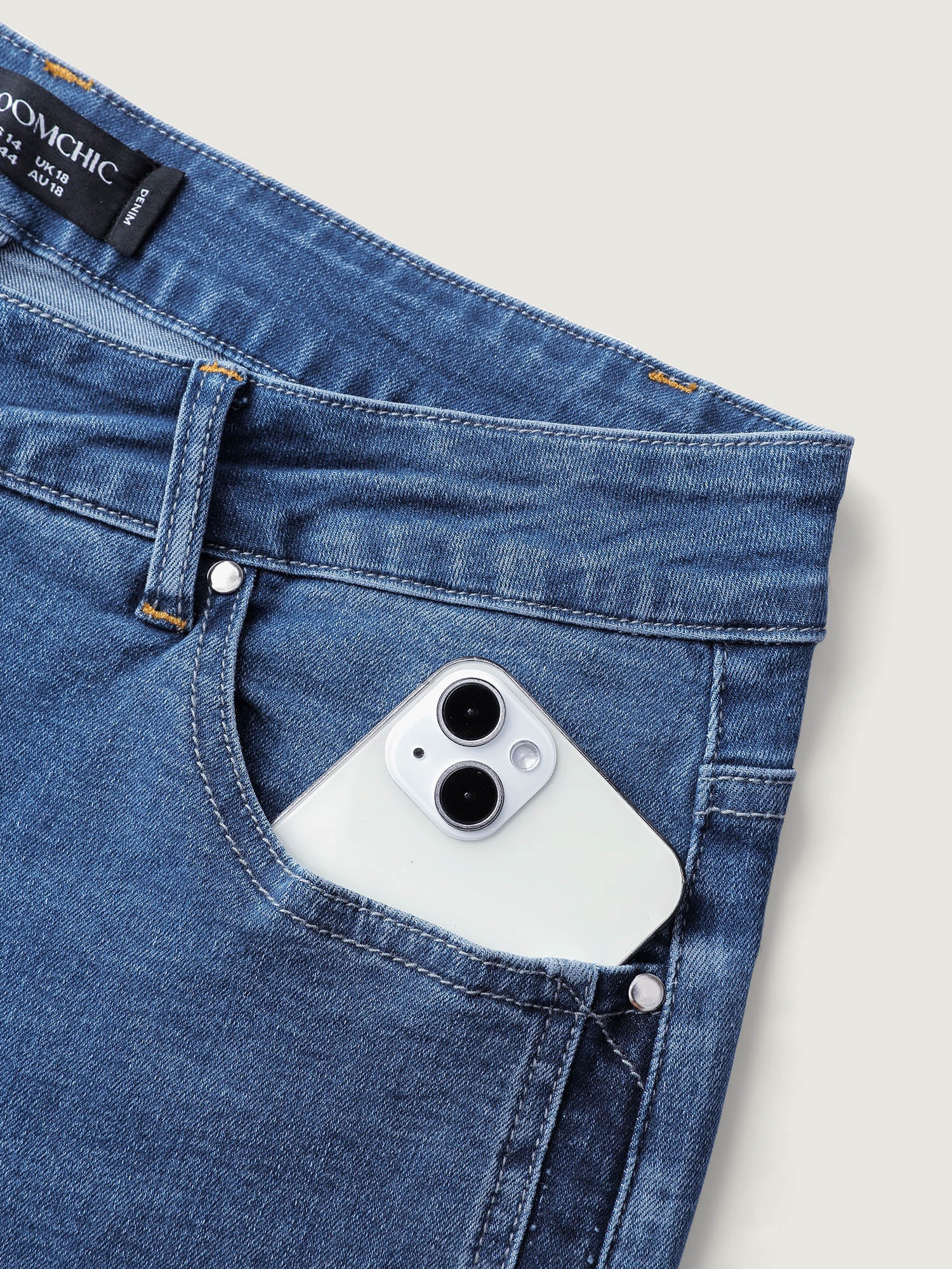 Stretchy Mid-Rise Straight-Leg Jeans