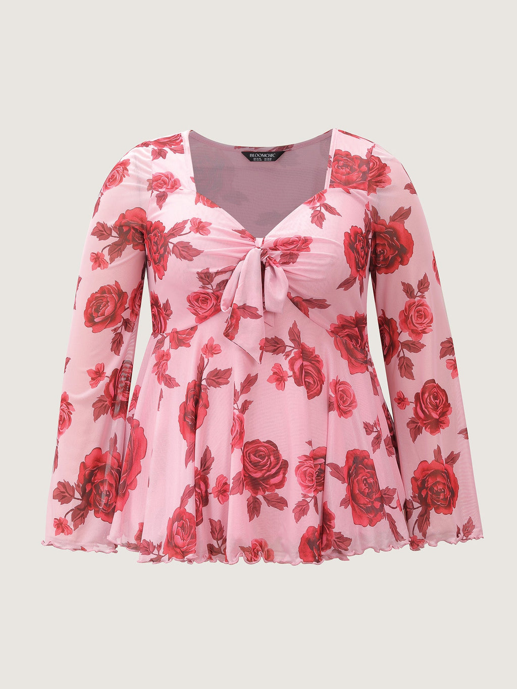 Rosy Romance Sweetheart Neckline Stretchy Blouse