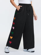Embroidered Side Panel Stretchy Pants