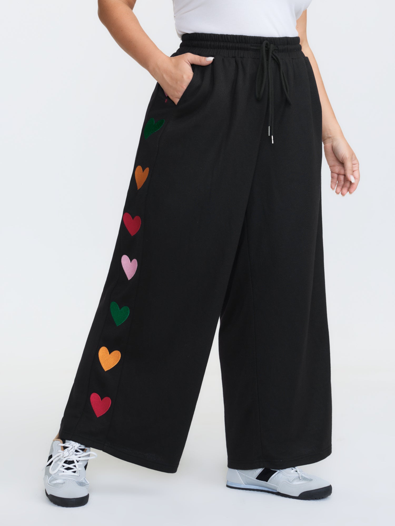 Embroidered Side Panel Stretchy Pants