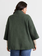 Rolled Button Sleeve Pockets Coat