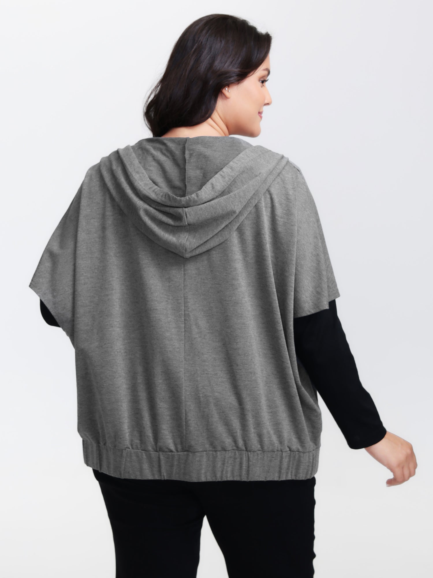 Supersoft Cloak Style Zipper Hooded Jacket