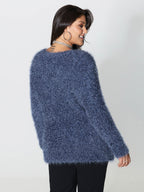 Fuzzy Sparkle Crew Neck Pullover