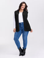 Cable Zipper Sleeveless Knit Cardigan