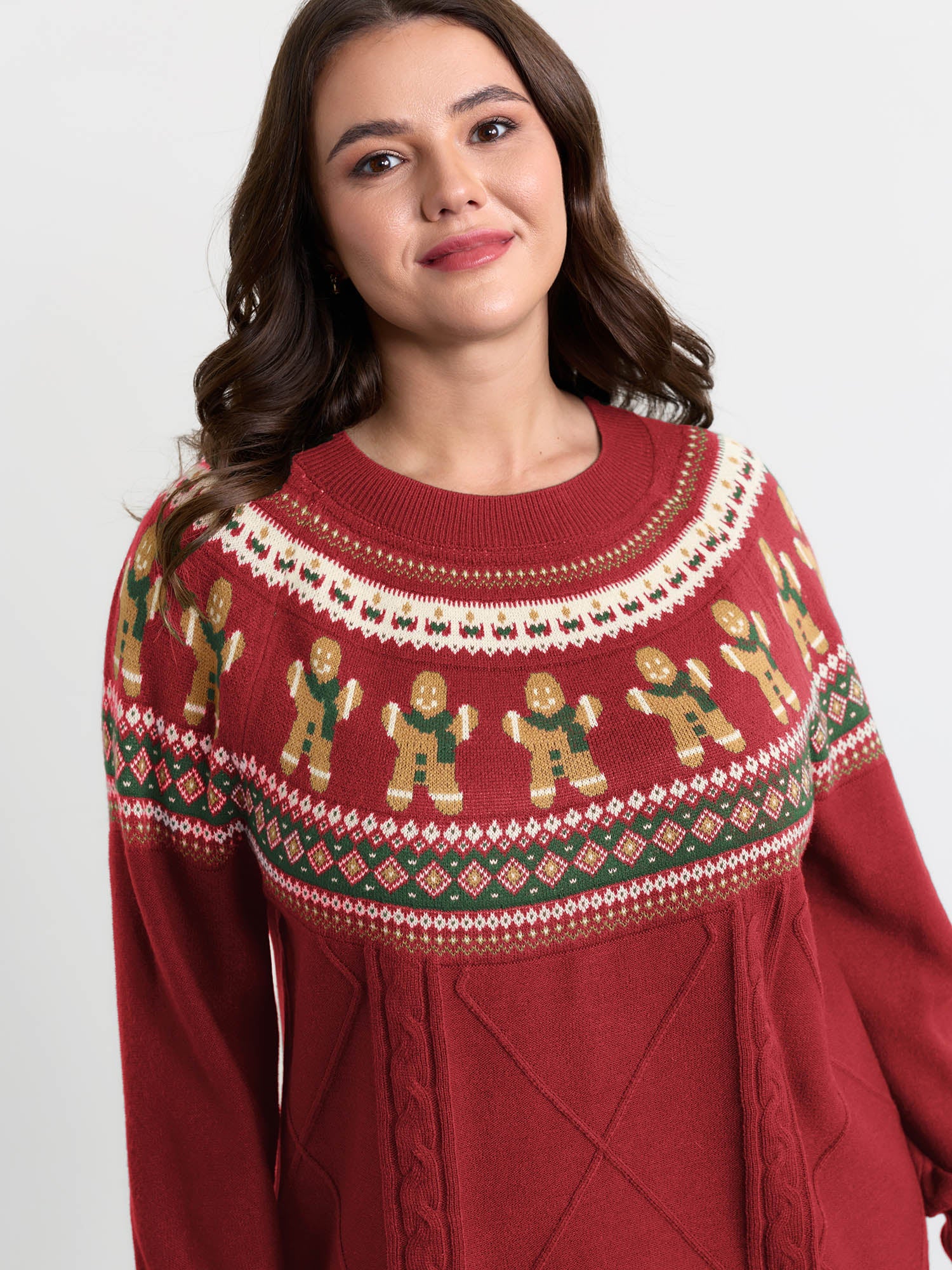 Gingerbread Fair-Isle Contrast Pullover