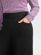 Stretchy Cable Knit Wide Leg Pants