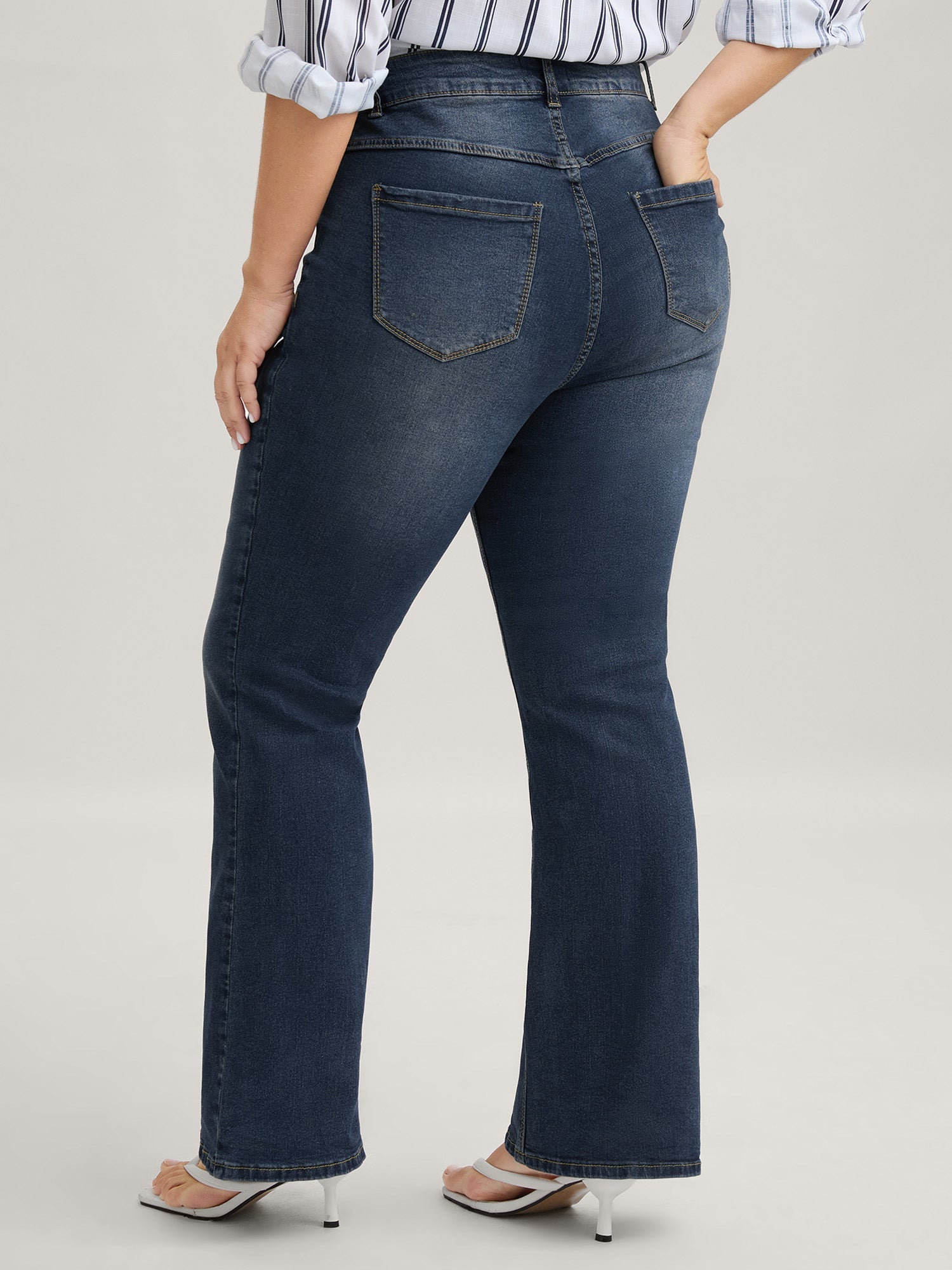 Bootcut Very Stretchy Mid Rise Medium Wash Sculpt Waist Jeans