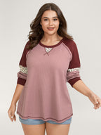 Color Contrast Waffle Knit T-Shirt