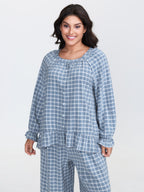 Gingham Ruffled Hem Loungewear Set