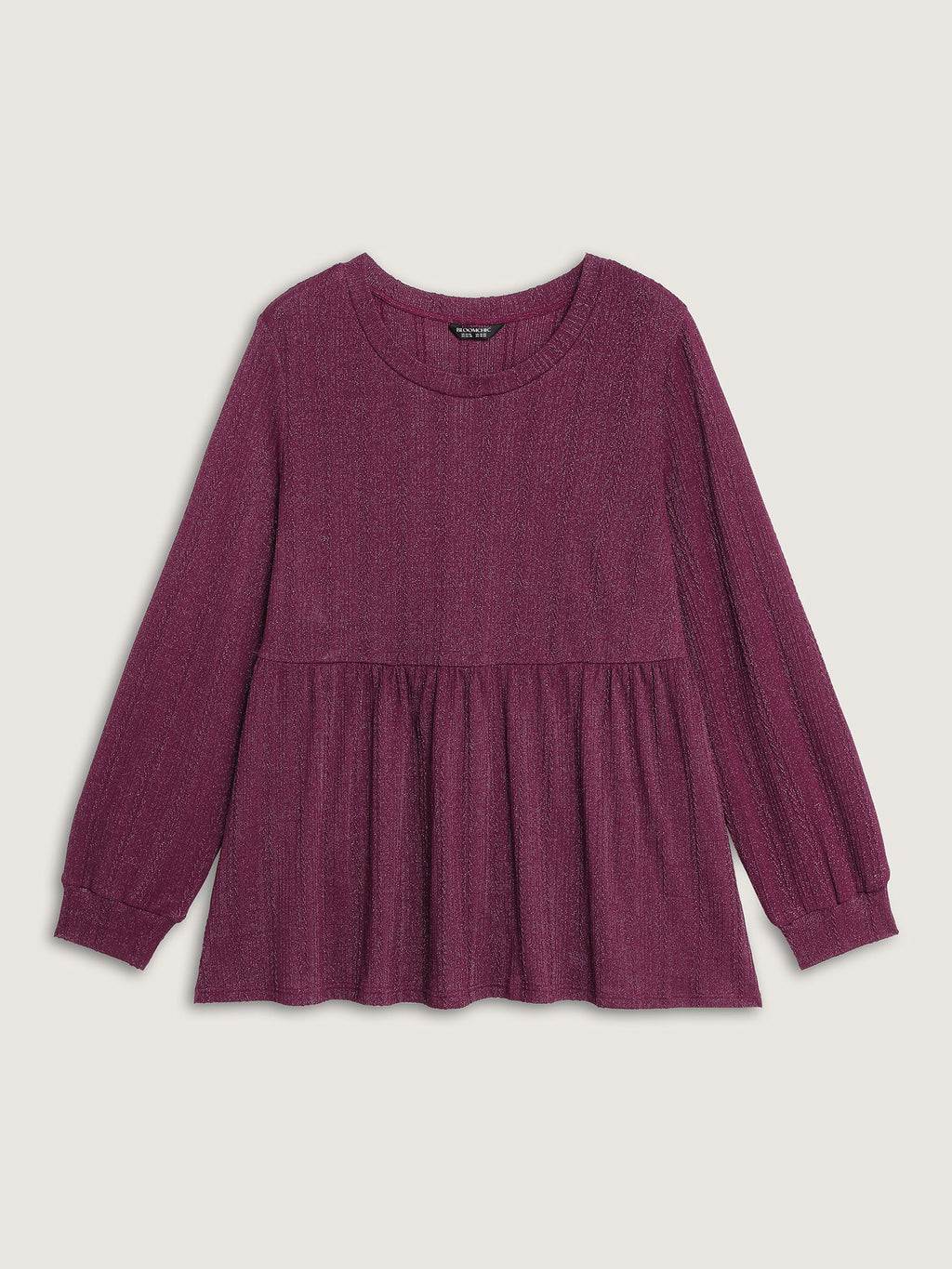 Textured Stretchy Flared Knit Top