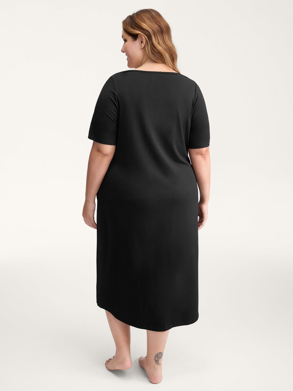 Happy Cat Print Stretchy Contrast Sleep Dress