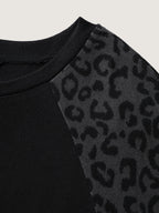 Leopard Print Spliced Pockets Sweatshirt
