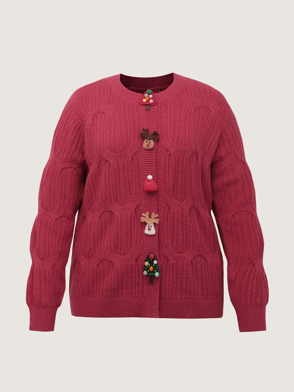 Supersoft 3D Button Cozy Holiday Knit Cardigan
