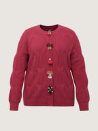 Supersoft 3D Button Cozy Holiday Knit Cardigan