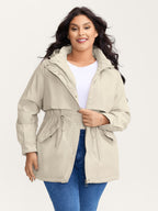 Hooded Drawstring Waist Quilted Jacket