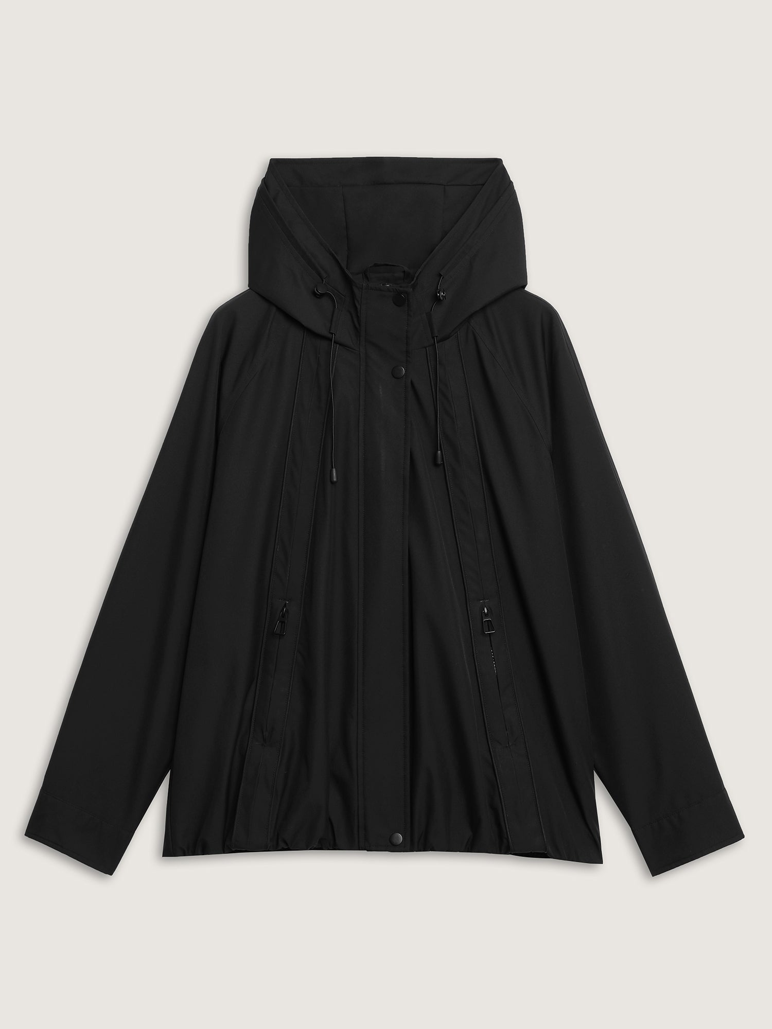 Pockets Zipper-Front Hooded Bomber Jacket