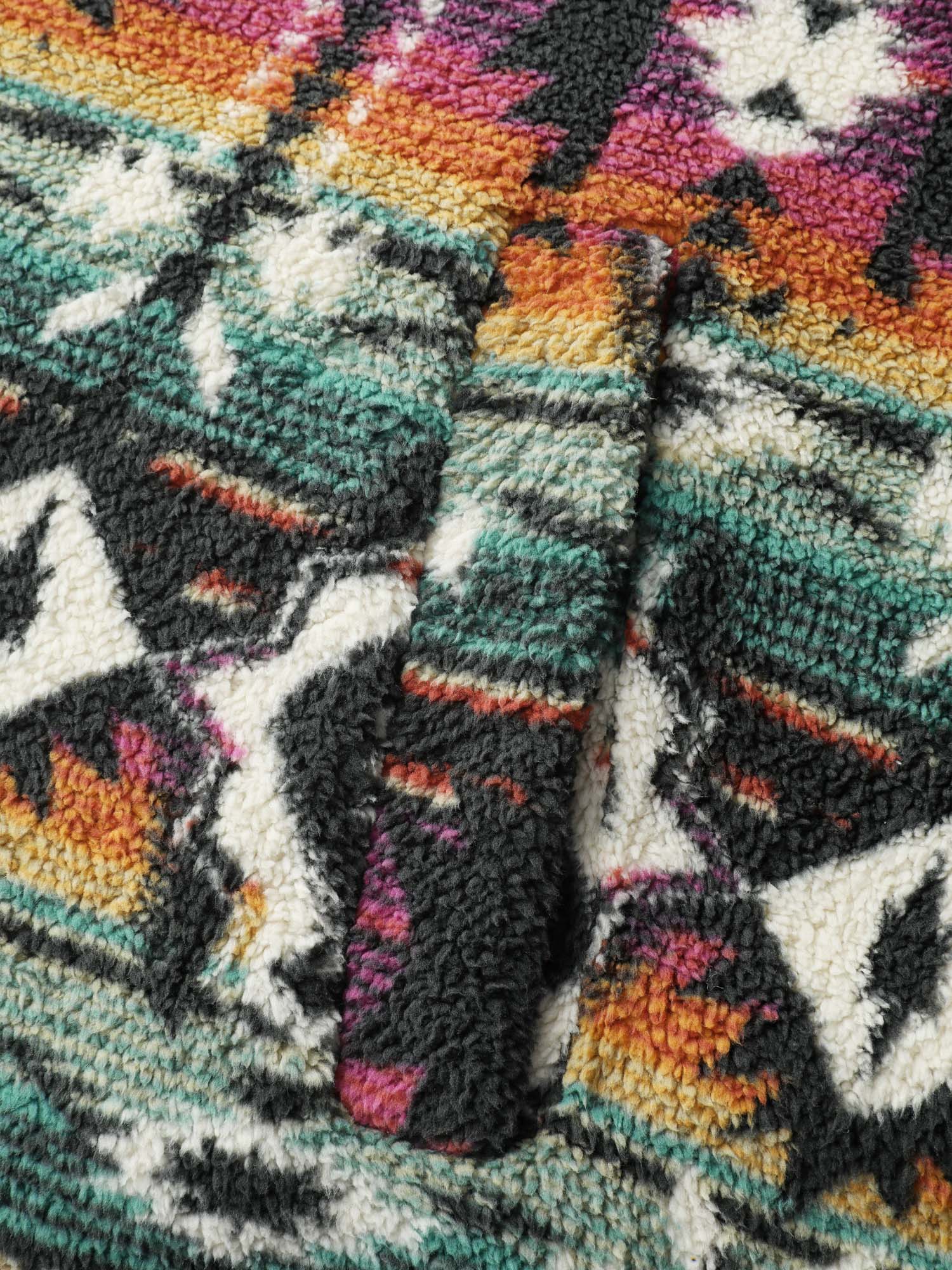 Geometric Velvet Button Pockets Coat