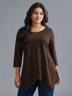 Asymmetrical Hem Overlap Long T-shirt