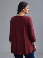Asymmetrical Hem Overlap Long T-shirt