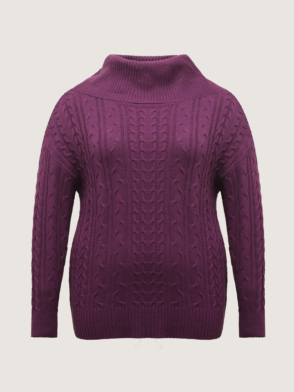 Drapey High Turtleneck Cable-Knit Pullover