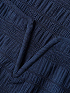 Textured Gathered Sleeve Split Neck Blouse