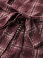 Plaid Asymmetrical Hem Cinched-Waist Coat