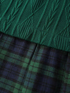 Layered Plaid Pockets Midi Dress