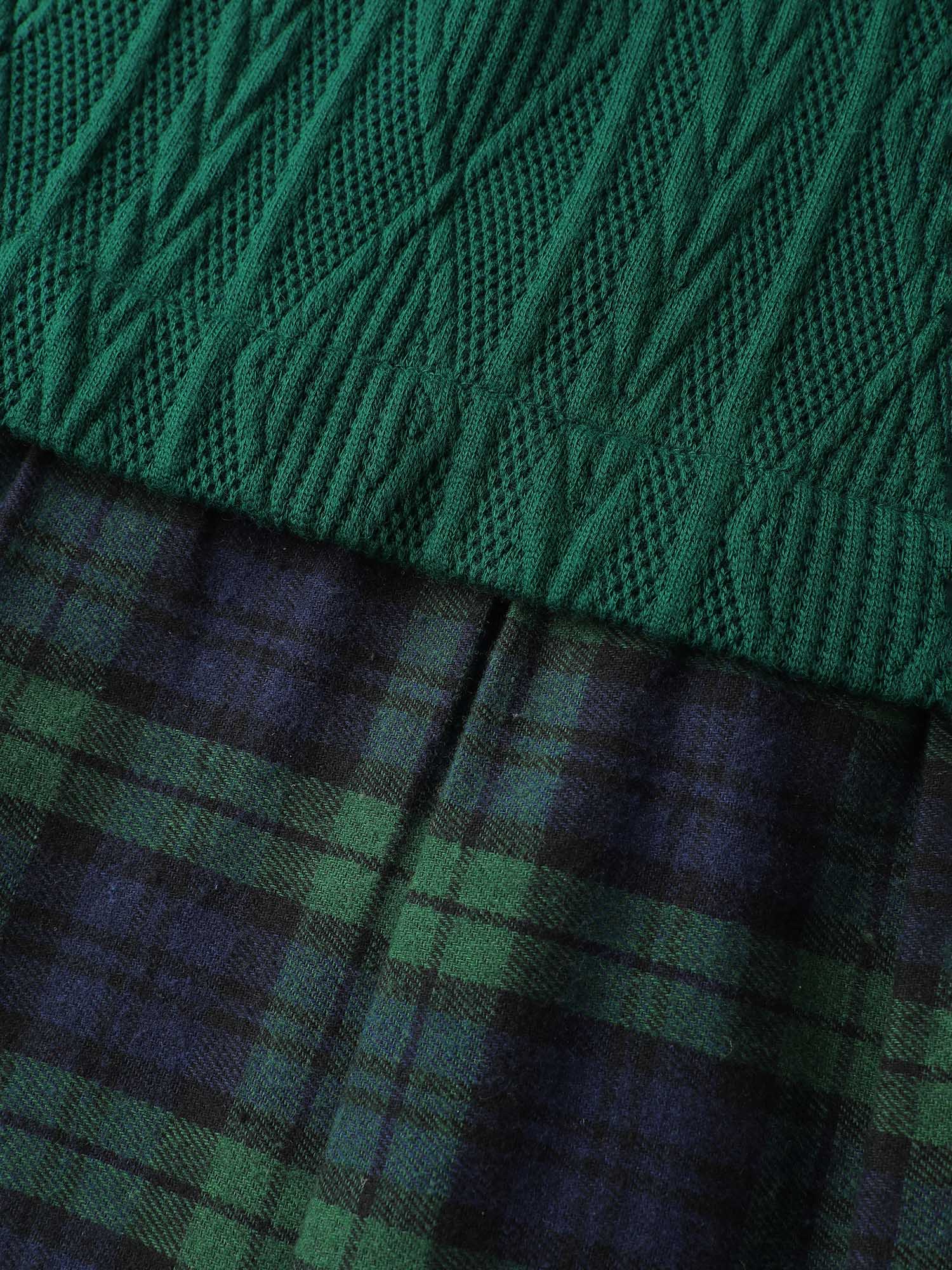 Layered Plaid Pockets Midi Dress