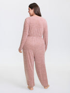 Elastic Waist Overlap Collar Lounge Jumpsuit