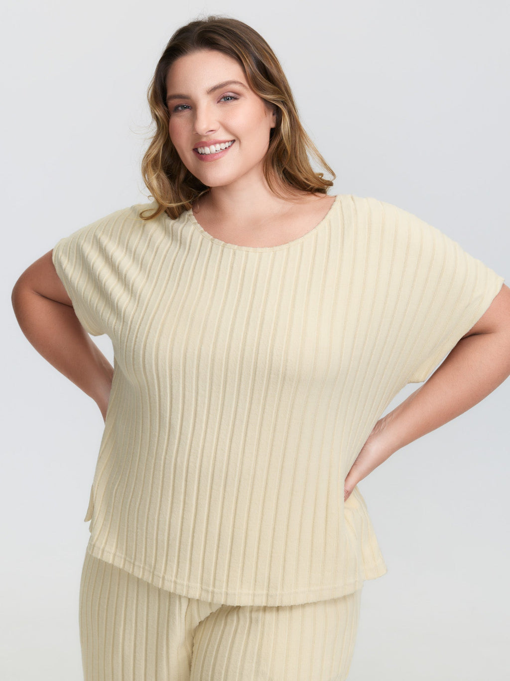 Stretchy Pit Strip Solid Loungewear Set