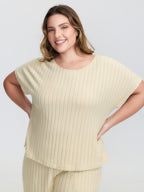 Stretchy Pit Strip Solid Loungewear Set