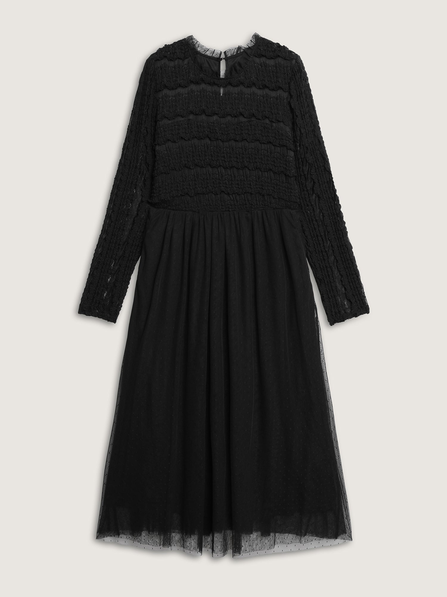 Textured Lace Sheer Lined Maxi Dress